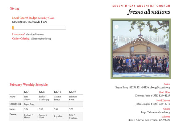 February 8th Church Bulletin